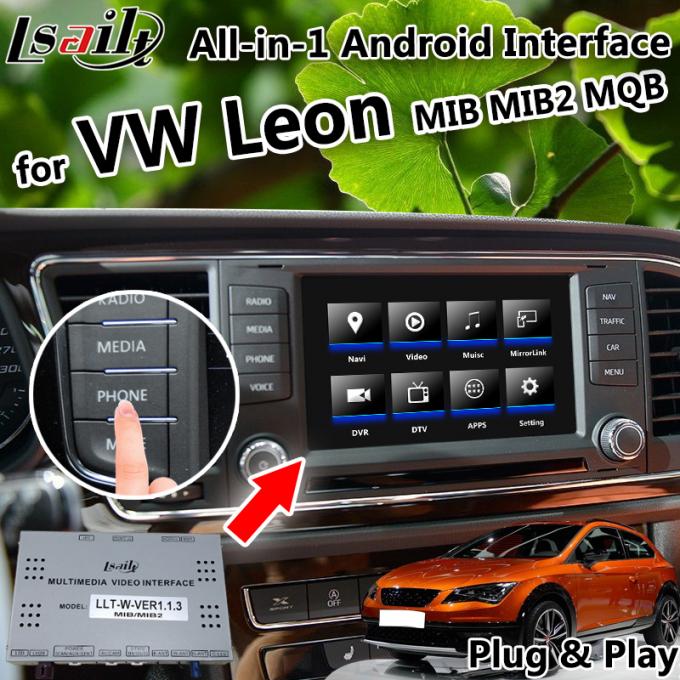 LVDS All-in-1 Android GPS Navigation Box for Volkswagen Leon Seat MQB MIB MIB2 with phone mirroring , apple carplay