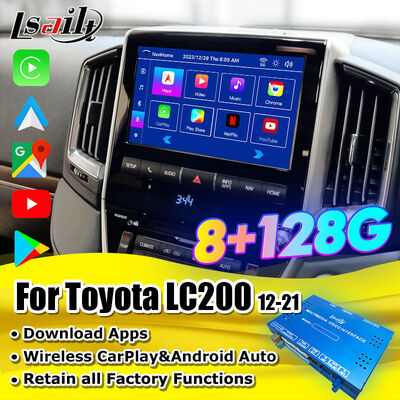 Android 13 Multimedia Video Interface for Land Cruiser LC200 VXR VX GXL Sahara V8 2013-2021 OEM Screen Upgrade with Wireless CarPlay,YouTube