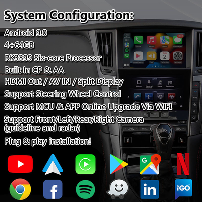 4+64GB Lsailt Android Carplay Multimedia Video Interface For Infiniti Q50 Q60 Q50s 2015-2020