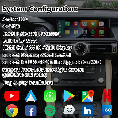 Lsailt 64G Android Carplay Interface for Lexus RC300 RCF RC300h RC350 2018-2023