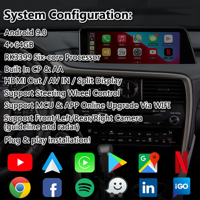 Lsailt Android Carplay Interface for Lexus RX 450h 200T 350 450L 350L 300 F Sport 2016-2019