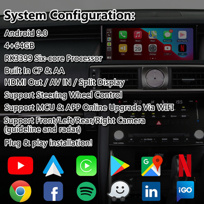 Lsailt Android Carplay Interface for Lexus IS200T IS300H IS350 IS300 F Sport AWD IS XE30 2017-2020