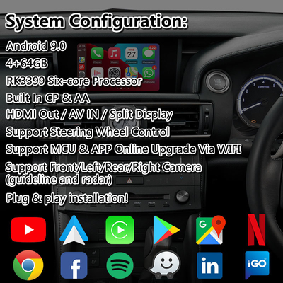 Lsailt Android System With Carplay Android Auto for Lexus RC 350 300h 200t 300 AWD F Sport 2014-2018