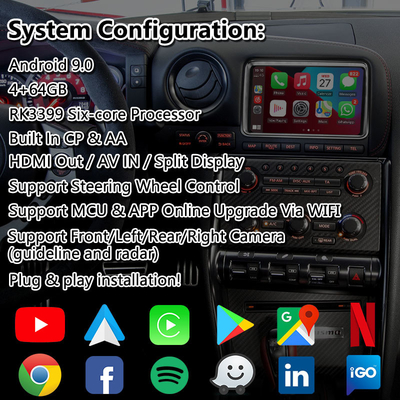 Lsailt Android Multimedia Video Interface Carplay For Nissan GT-R R35 GTR Black Edition Nisom 2011-2016