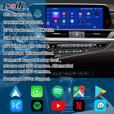 Lsailt Android CarPlay Interface for Lexus ES GS NX LX RX LS IS 2013-2021 With YouTube, NetFlix, Head Rest Screen