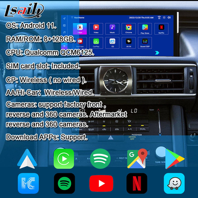 Lsailt 8+128G Qualcomm Android Interface for Lexus IS300H IS200t 2013-2021 With YouTube, NetFlix, Google Play