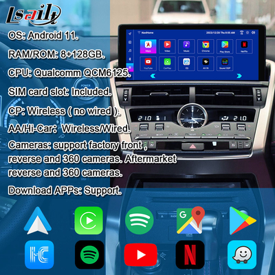 Lsailt 8+128G Qualcomm Android Interface for Lexus NX NX200H NX300 2013-2021 Included YouTube, NetFlix, CarPlay