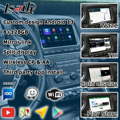 Android 13 8+128 Navigation wireless carplay android auto video interface for Nissan GT-R GTR R35