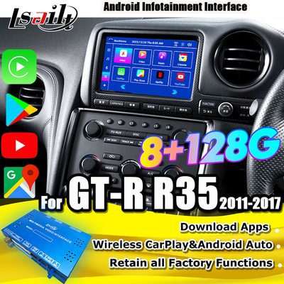 Lsailt Android Multimedia Interface for GT-R GTR R35 2011-2016 Wireless Carplay Interface Included YouTube, GPS,8+128 GB