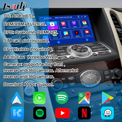 Lsailt 8G Android Infotainment Module for Infiniti EX QX50 2008-2017 Included Wireless CarPlay, YouTube, NetFlix