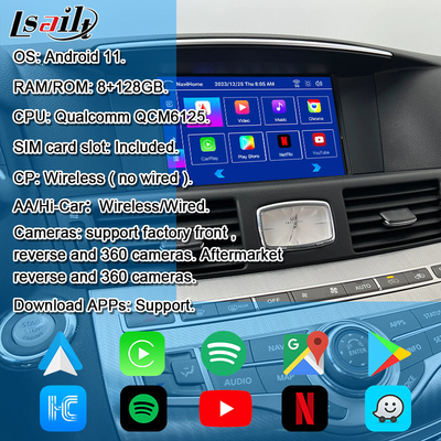 8G Qualcomm Android Multimedia Interface for Infiniti Q70 M45 M25 2010- Wireless CarPlay Box, Android Auto, NetFlix