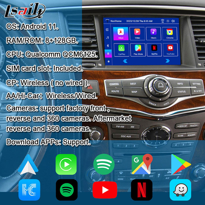 8G Android Infotainment Module for Infiniti QX80 QX56 Nissan Patrol 20100-2021 Wireless CarPlay Interface, YouTube