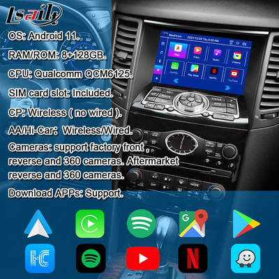 Lsailt 8G Android Multimedia Interface for Infiniti QX70 FX35 FX37 2008-2017 Integrated Wireless CarPlay, Android Auto