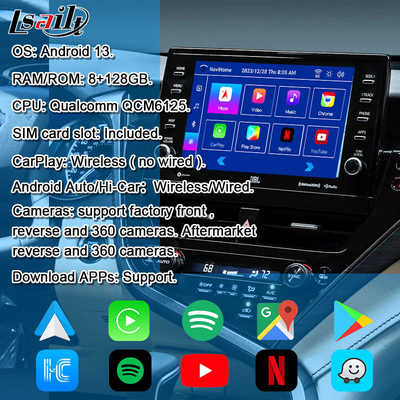 Lsailt 8G Wireless CarPlay Android Infotainment Module for Toyota Camry TOUCH3 2018-2021 Sienna Support YouTube, NetFlix, 360 Cameras