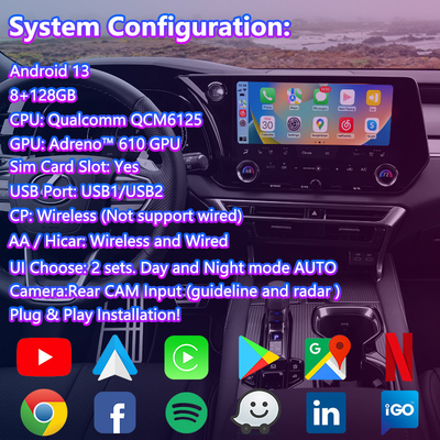 Lsailt Android Carplay Multimedia Video Interface for 2023-Present Lexus RX RX350 RX350h RX450h RX500h AL30