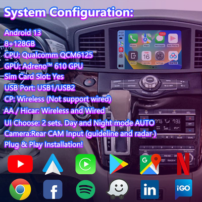 Lsailt Android Multimedia Carplay Display Monitor for 2011-2017 Nissan Quest E52