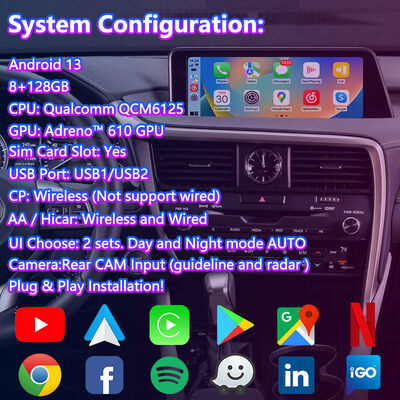 Lsailt Android Carplay Lexus Video Interface for 2016-2019 RX 350 RX450h RX200t RX350L RX450L RX300 RX350
