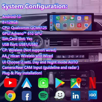 Lsailt Android Navigation Video Interface for Lexus CT 200h FSport 2017-2022