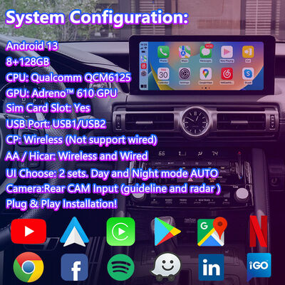 Lsailt Android Carplay Video Interface for Lexus IS IS300 IS350 IS300h IS500 2020-2023
