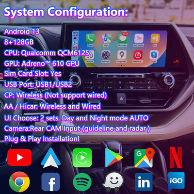 Lsailt Android Car Navigation Multimedia Video Interface for 2020-Present Toyota Highlander