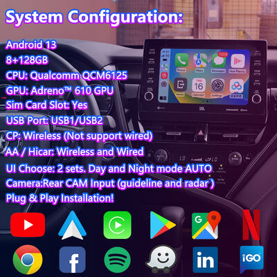 Lsailt Android Carplay Navigation Video Interface for 2021-2024 Toyota Camry Hybrid XSE XLE SL SE XV70