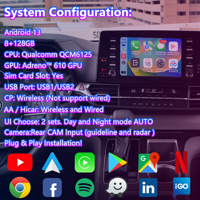 Lsailt Android Carplay Navigation Interface for 2021-Present Toyota Sienna LE XLE XSE