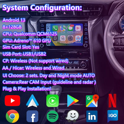 Lsailt Android Carplay Navigation Video Interface for 2020-Present Toyota Fortuner AN160