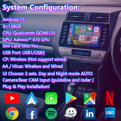 Lsailt Android Carplay Navigation Video Interface for 2020-Present Toyota Land Cruiser Prado 150