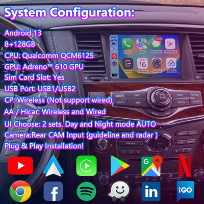 Lsailt Android Navigation Carplay Video Interface for 2010-2017 Infiniti QX80 QX56