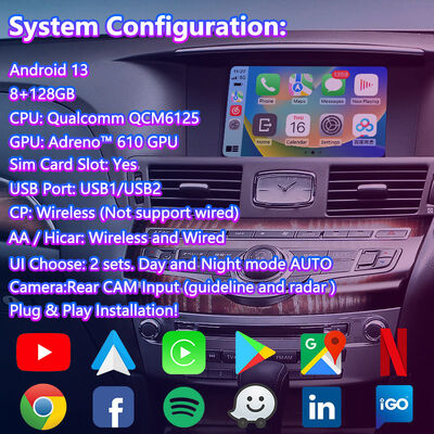 Lsailt Android Navigation Multimedia Video Interface for 2009-2021 Nissan Fuga Y51