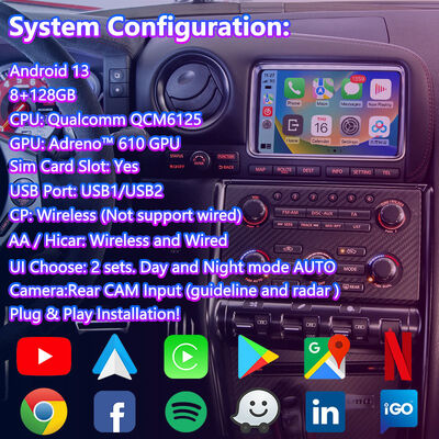 Lsailt Android Carplay Multimedia Video Interface for 2011-2016 Nissan GT-R R35 GTR