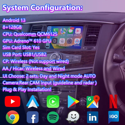 Lsailt Android Carplay Multimedia Video Interface for 2015-2020 Infiniti Q50 Q60 Q50s Q50L Q60S