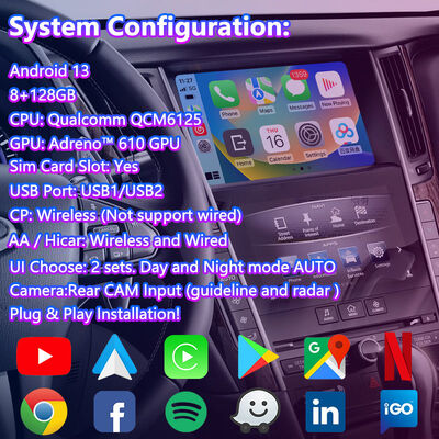 Lsailt Android Carplay Navigation Interface for 2013-2015 Infiniti Q50L Q50S Q50