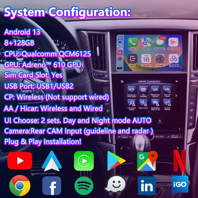 Lsailt Android GPS Navigation Multimedia Video Interface for 2021-Present Infiniti Q50 Q60 Q60S Q50S