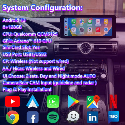 Lsailt Android Carplay Multimedia Interface Screen for 2020-Present Lexus IS 300h IS300 IS350 IS500 IS300h