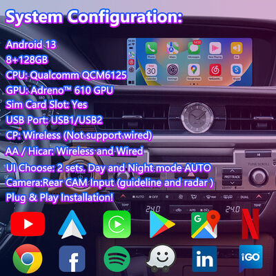 Lsailt Android Navigation Multimedia Screen for 2012-2018 Lexus ES 300h ES250 ES350 ES300H
