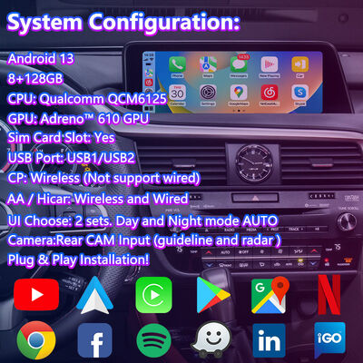 Lsailt Android Carplay Multimedia Interface Screen for 2016-2019 Lexus RX Knob RX350 RX450h RX200t RX300