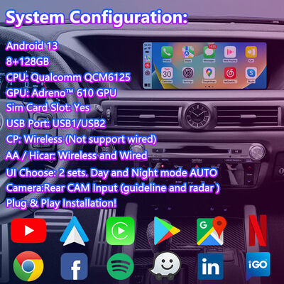 Lsailt Android Carplay Multimedia Screen for 2012-2020 Lexus GS 200t GS300h GS250 GS350 GS450h GSF GS200t