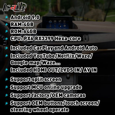 Lexus Video Interface for CT200h with CarPlay , NetFlix, YouTube, Waze 4+64GB PX6 by Lsailt