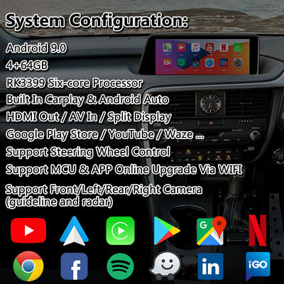 Lsailt 4+64GB Android Multimedia Video Interface for Lexus RX 200t RX350 RX450H 2016-2019